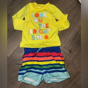 12 month boys swim Cat & Jack Yellow Set with Striped Pants